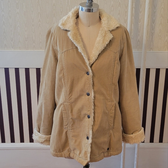 Abercrombie & Fitch Jackets & Blazers - ABERCROMBIE & FITCH Vintage Cotton Velvet Tan Button Up Coat Jacket Size Large